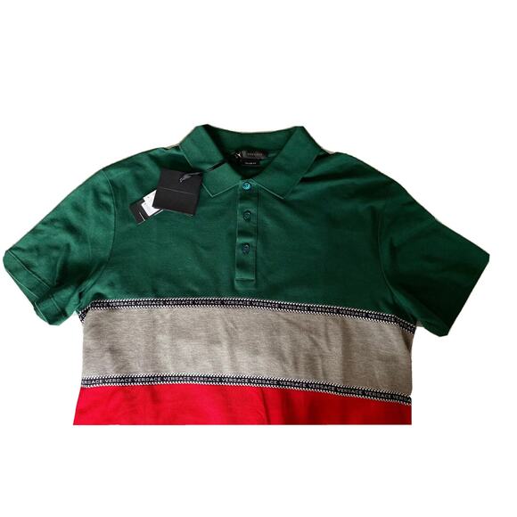 NWT $650 Versace Blue Striped Tailor Fit Cotton Polo Shirt Medium A84992 - Picture 7 of 12